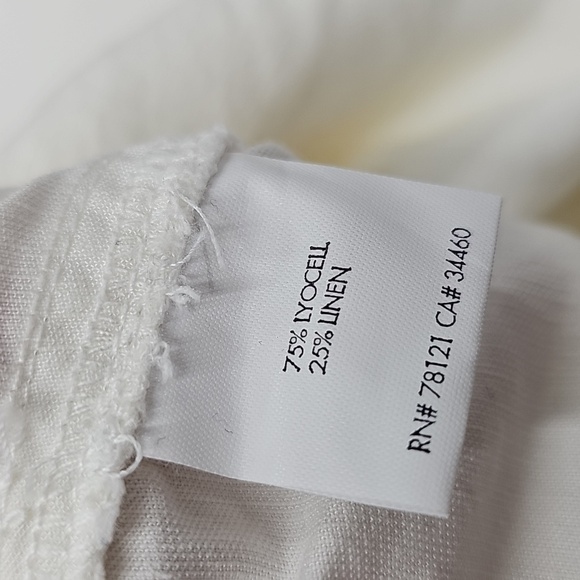 Eileen Fisher White Linen Blend Ankle Joggers Size M, Drawstring Waist, Pockets - Picture 12 of 13